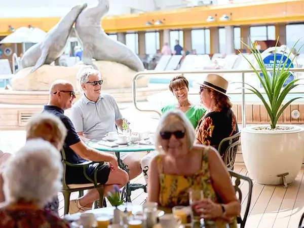 Friends relaxing on deck