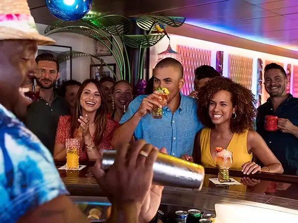 Group enjoying a cocktail on board a Royal Caribbean ship