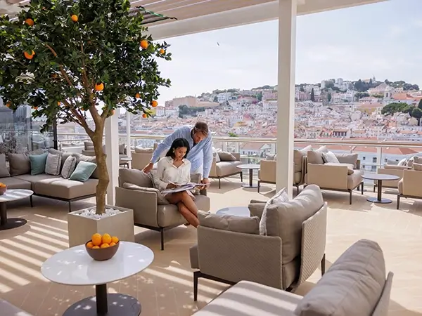 Couple relaxing on a Silversea cruise