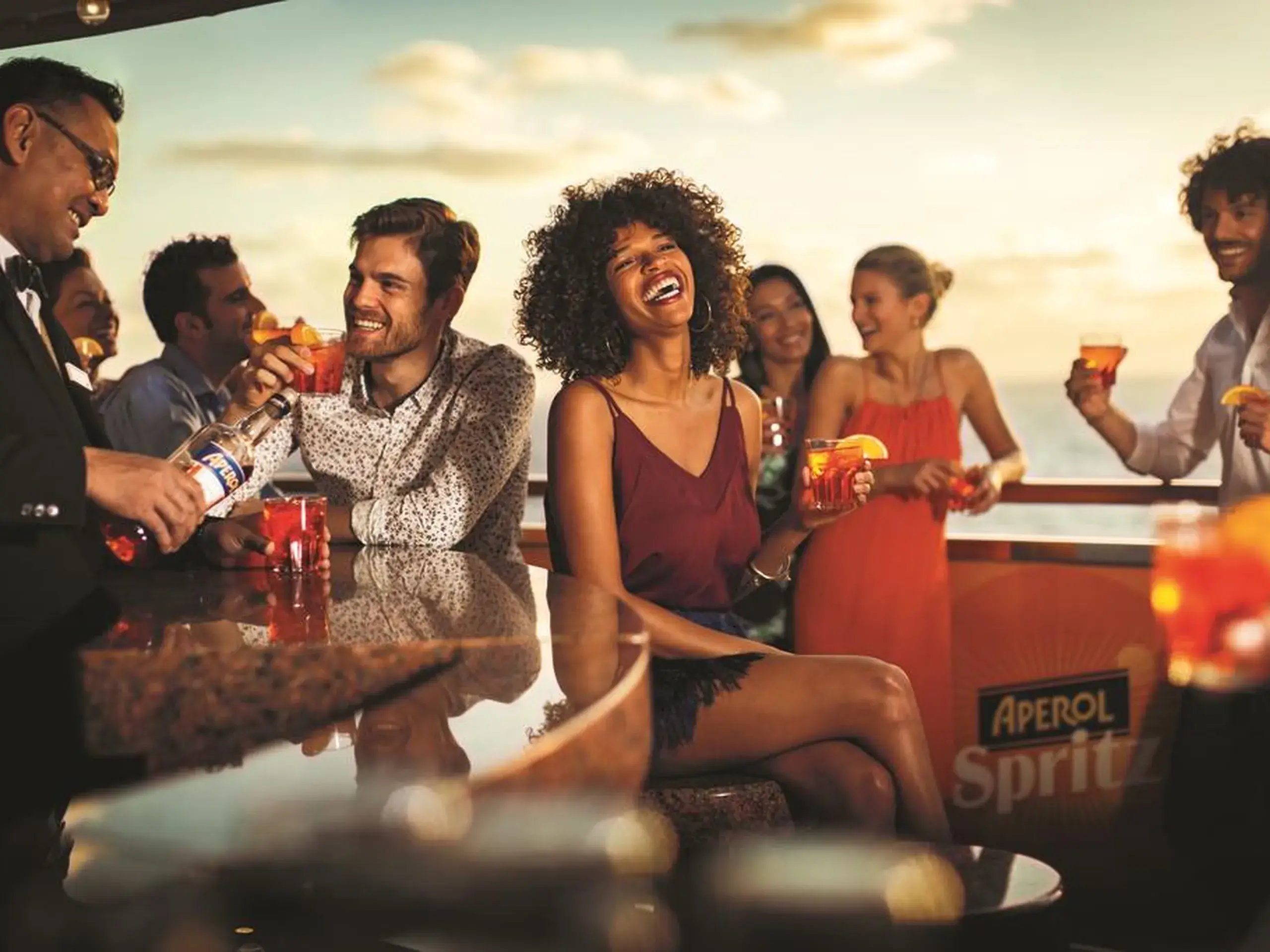 Fun with friends at the Aperol Spritz bar