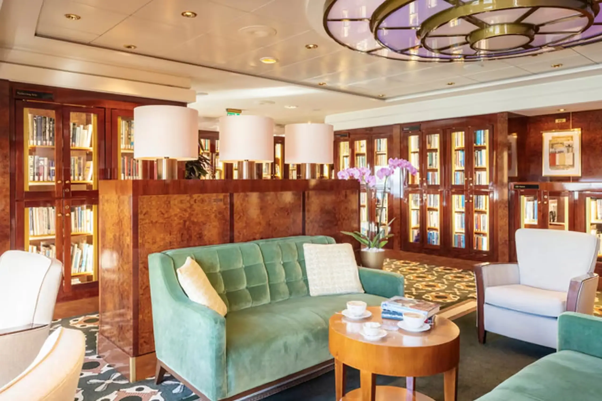 Relax and read a book in the onboard library with a view