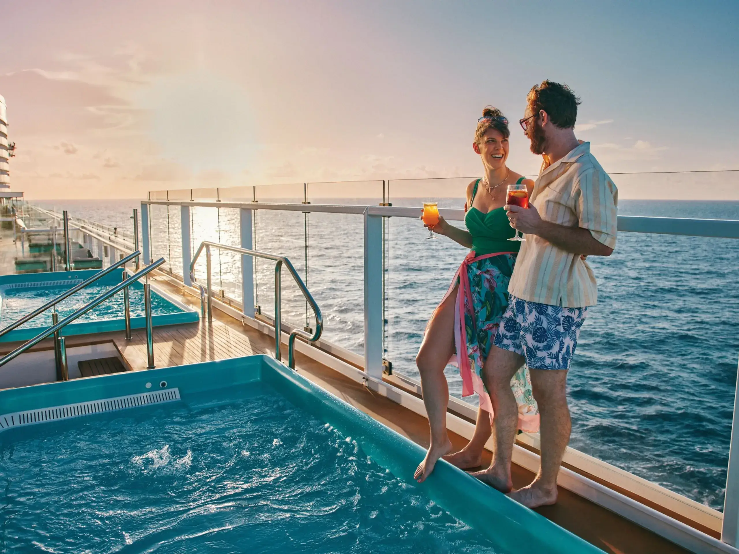 Romantic drinks by the pool