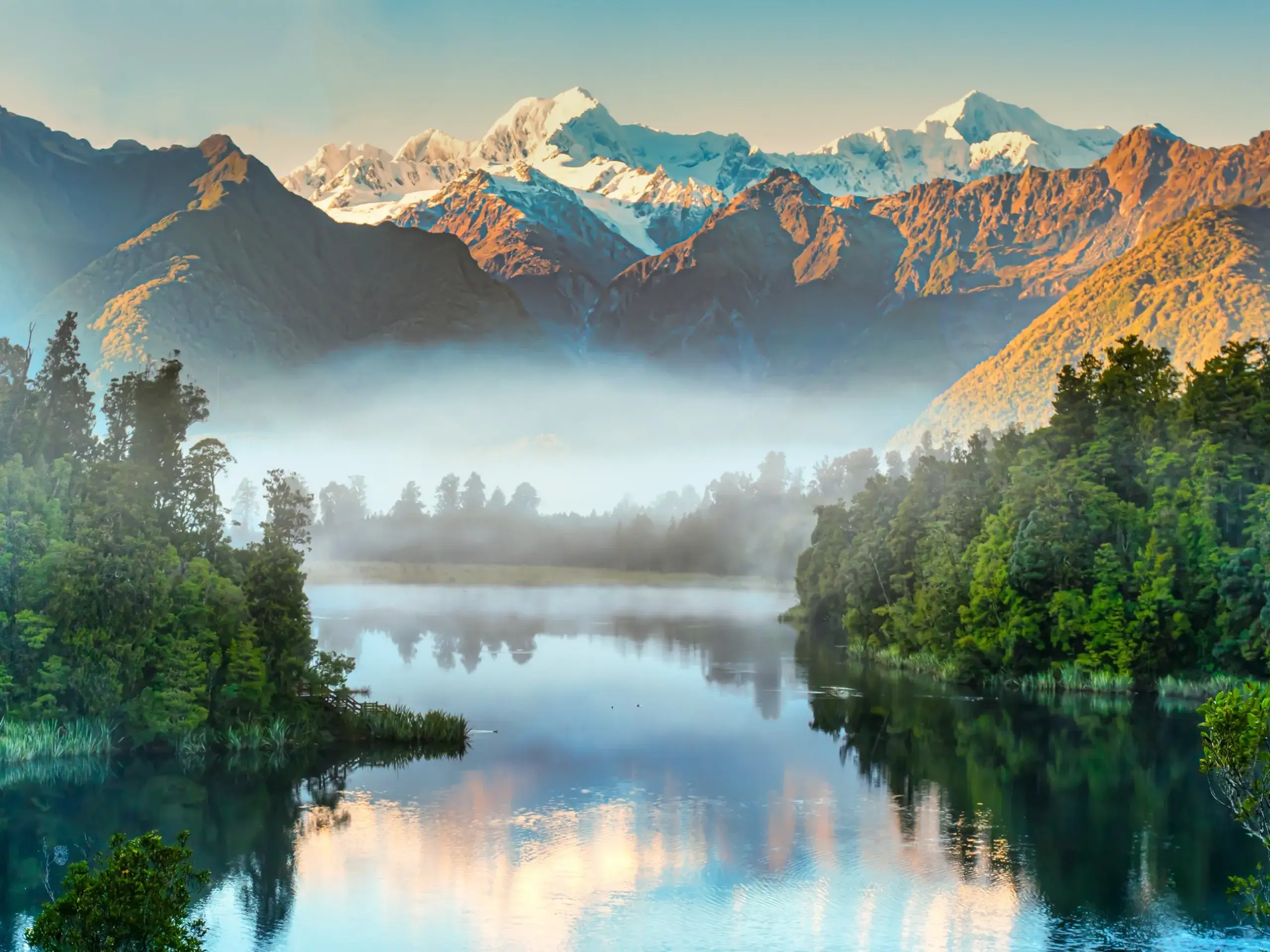 Lake Matheson and Mount Cook, New Zealand