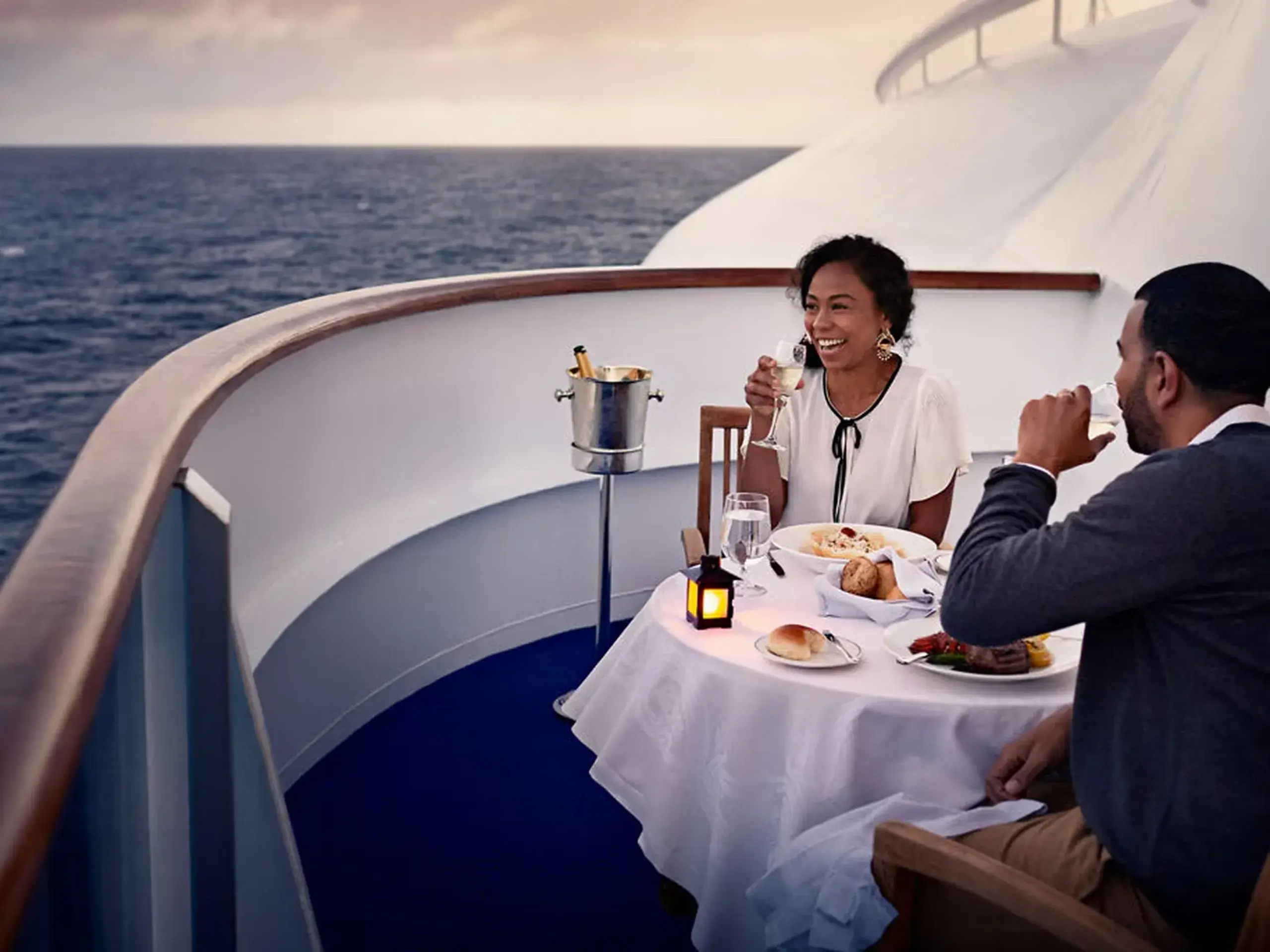 Enjoy a dinner for two on deck