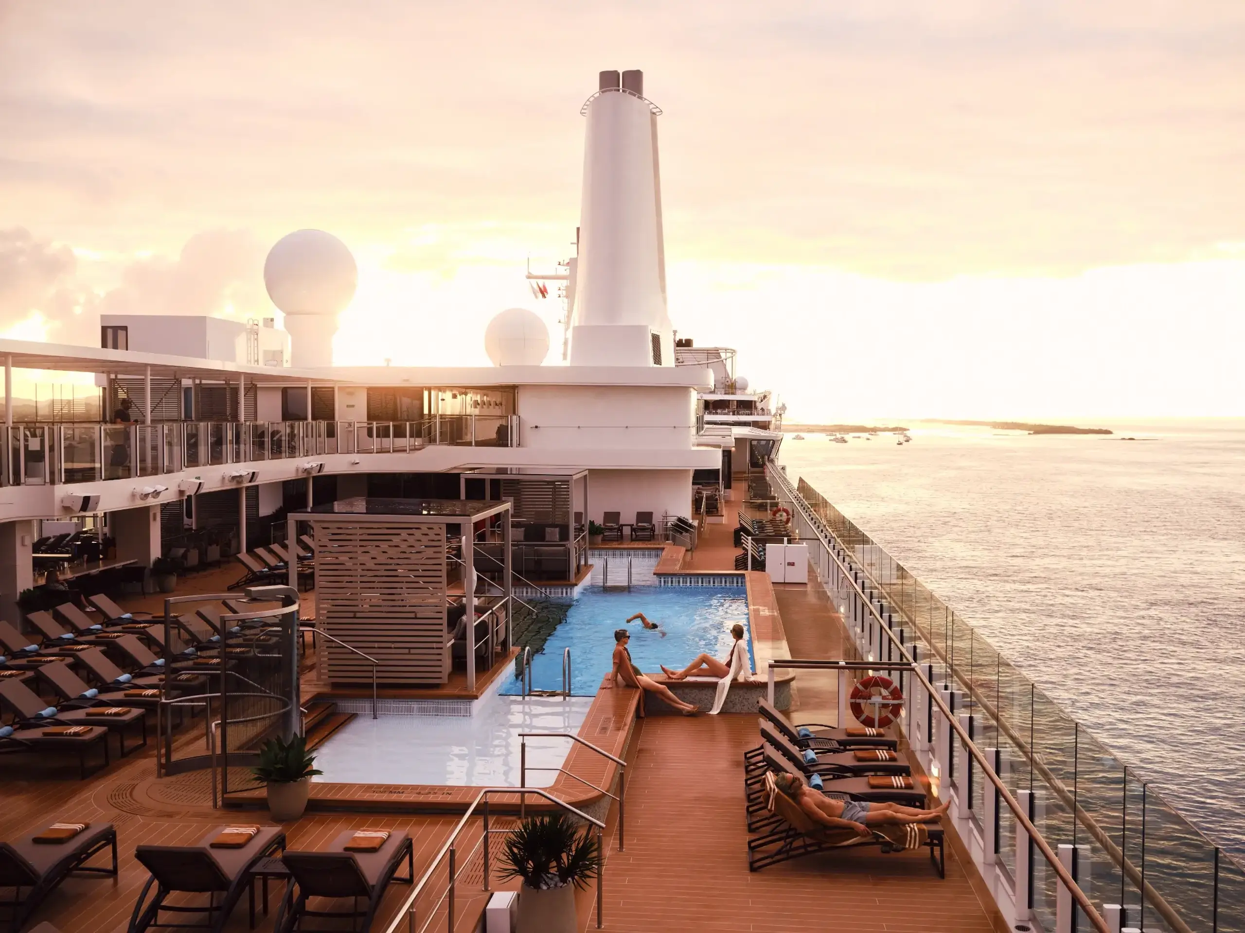 On the deck of a SilverSea Cruise Ship