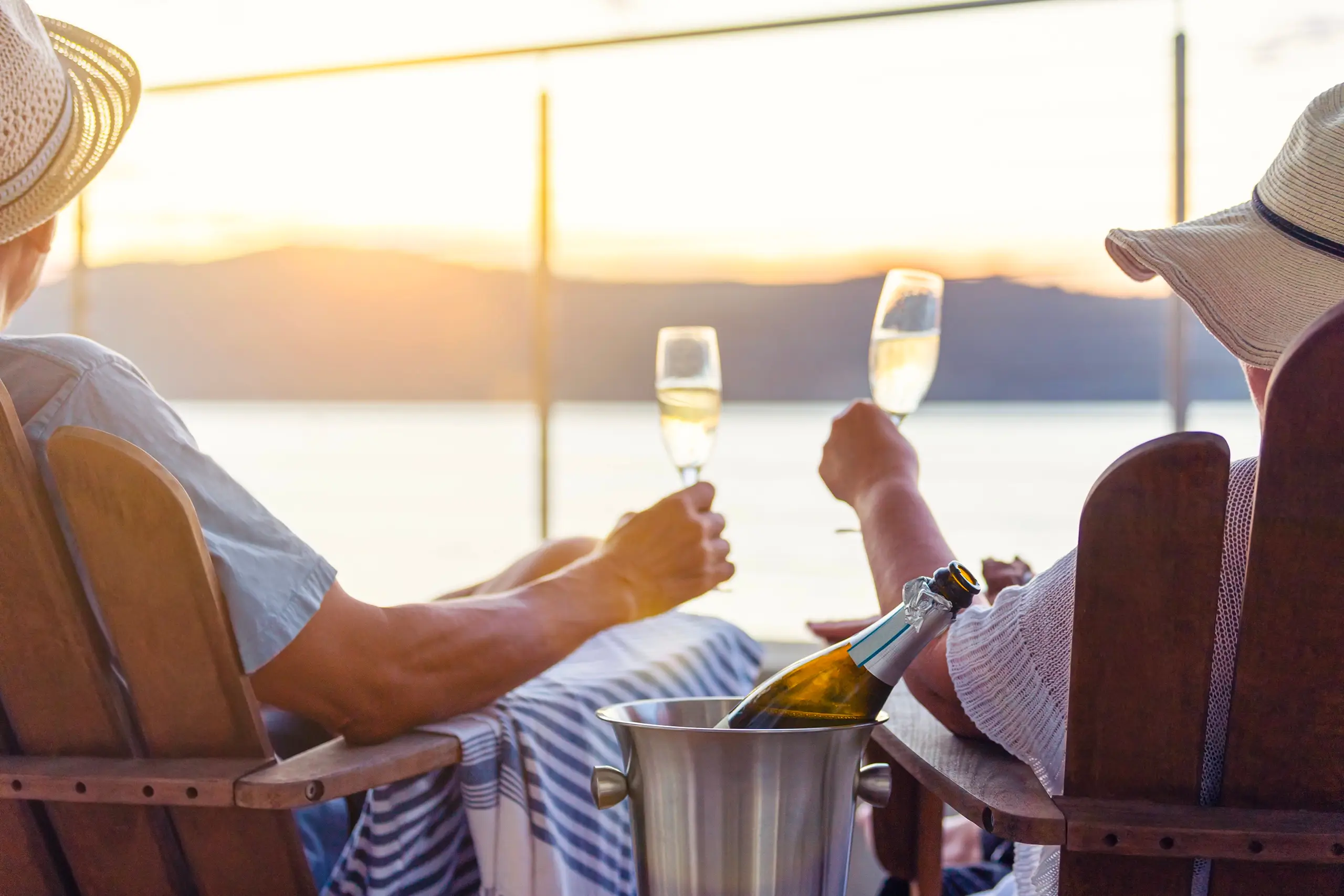 Couple relaxing on deck
