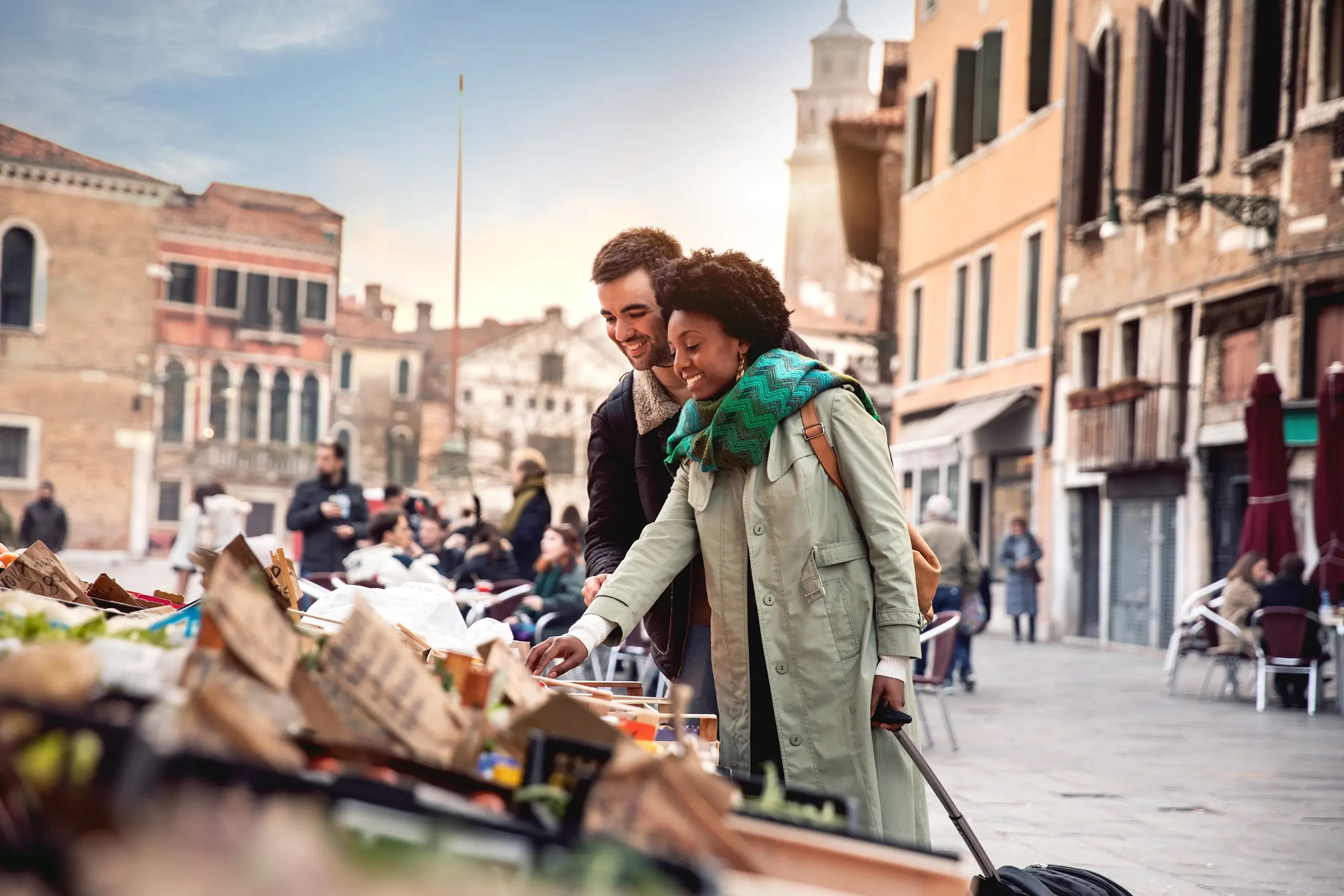 Couple exploring Venice