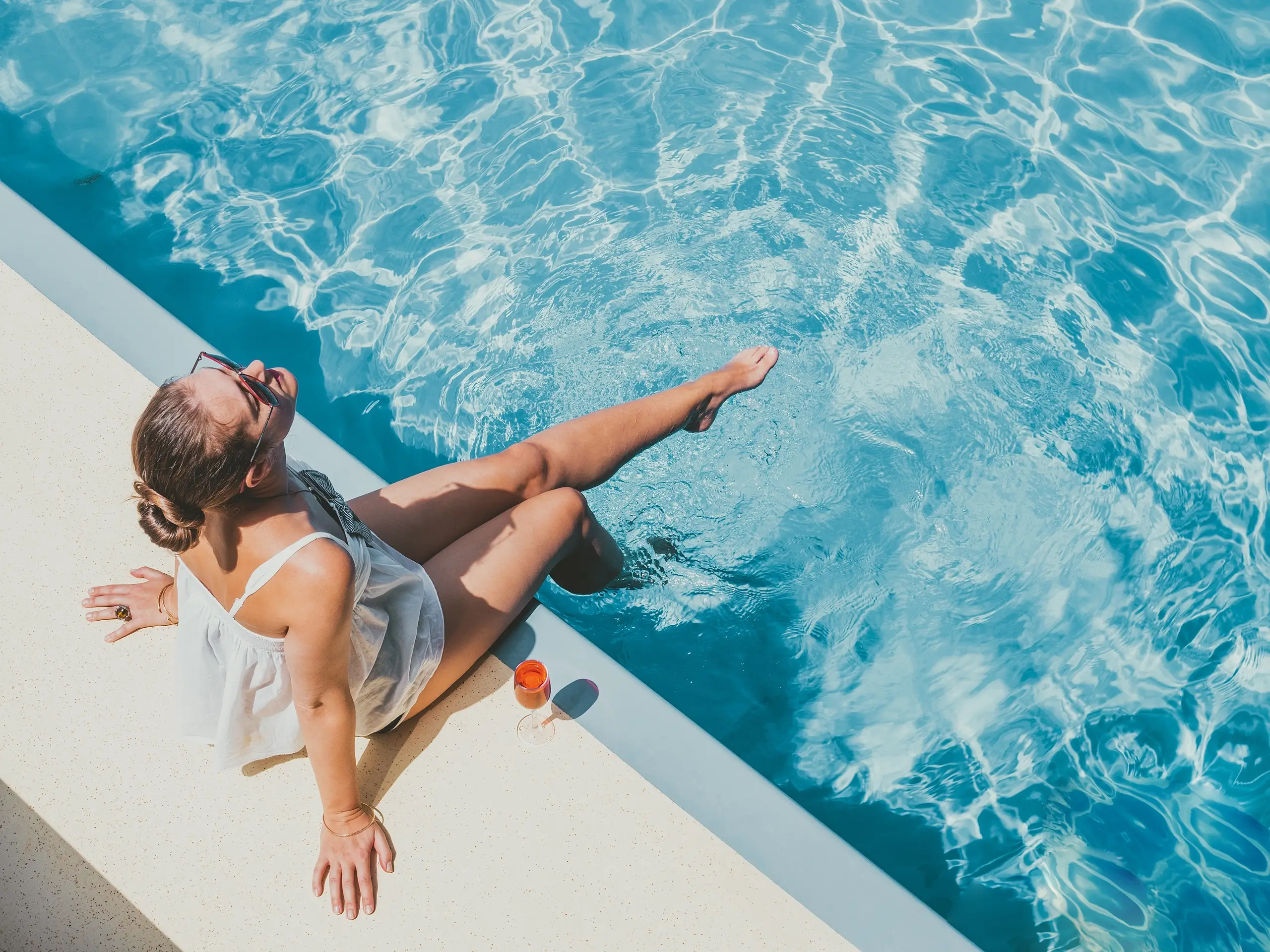 Relaxing by the pool